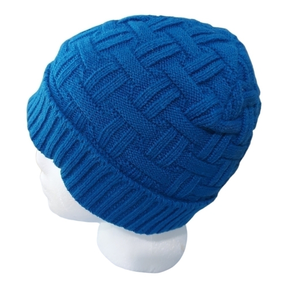 Unisex Blue Basketweave Knit Beanie Hat NWOT - Picture 6 of 6